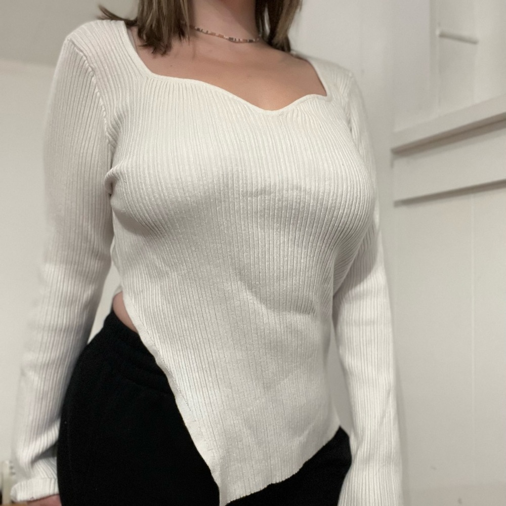 White A-Symmetrical Sweater